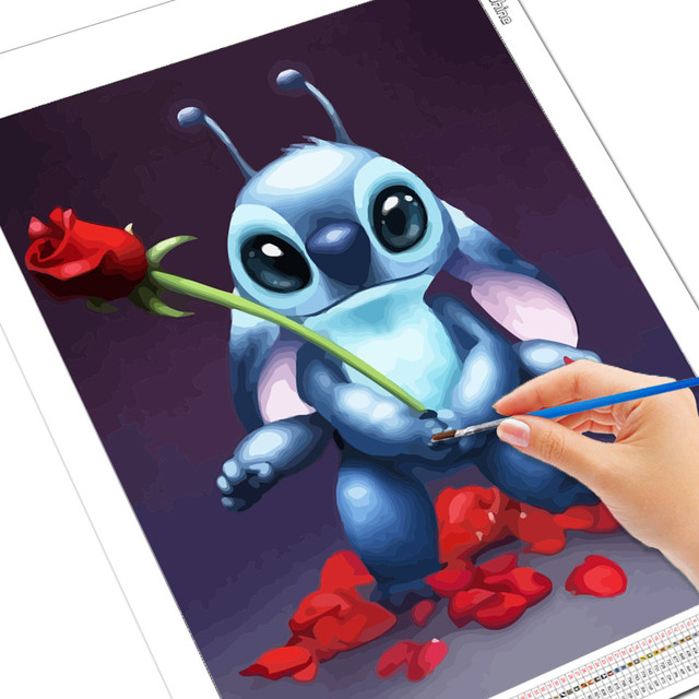 Disney-Pintar Por Número Para Adultos, Kit De Pintura, Flor Com Moldura,  Pintura A Óleo, Desenho Animal, Decoração De Parede Dos Desenhos Animados -  AliExpress